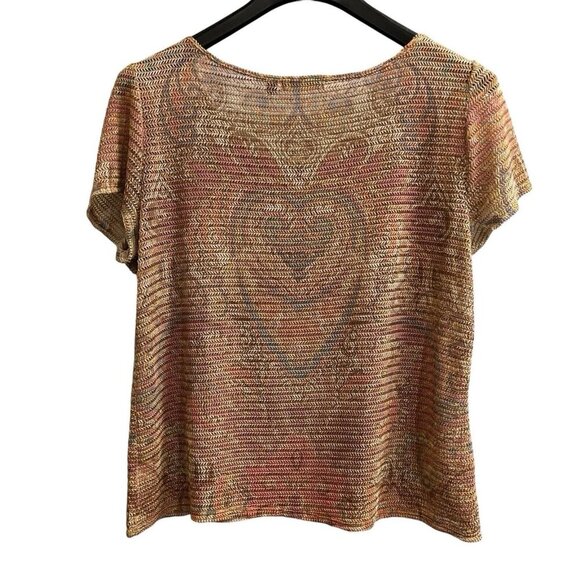 Vintage Notations Top Women L Mesh Semi Sheer Stretchy Knit Sequin 90s Y2K - Picture 2 of 7